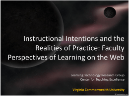 Instructional Intentions and the Realities of Practice