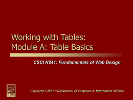 Tables - Department of Computer and Information Science