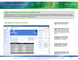 Customizing A SharePoint Site Get Started