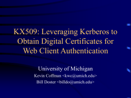 Kx509: Leveraging Kerberos to Obtain Digital Certificates for Web