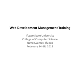 Day 2 Web Development Management Training