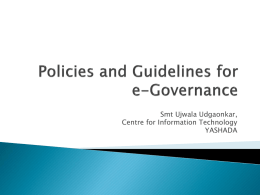 Policies and Guidelines for e-Governance