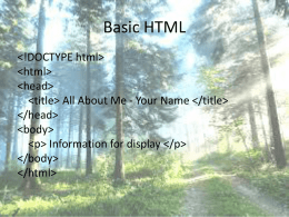 Basic HTML - Welcome to Our Course Web Page