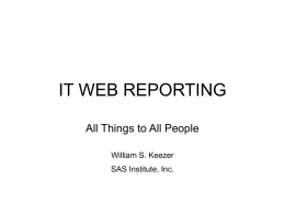 IT Web Reporting - All Things to All People