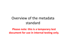 Overview of the metadata standard