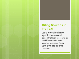 Citing Sources in the Text