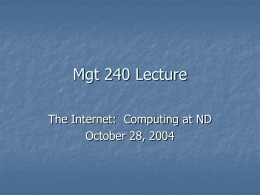 Mgt 240 Lecture - University of Notre Dame
