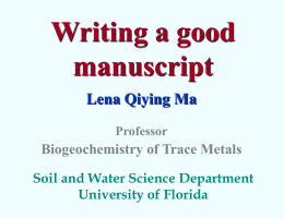 How to write a good manuscript - Soil and Water Sciences Department