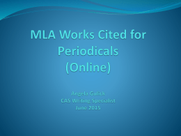 MLA Works Cited for Periodicals (Online)