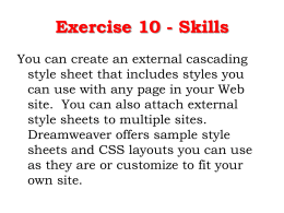 Exercise 10 - Skills