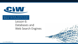 Lesson 6: Databases and Web Search Engines