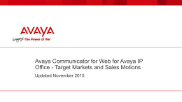 Avaya Communicator for Web Target Market + Sales Motion