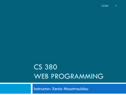 CS 380 Web Programming - Web Programming Step by Step