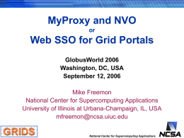 MyProxy and NVO or Web SSO for Grid Portals
