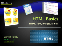 HTML Basics - HTML, Text, Images, Tables, Forms