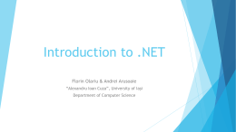 Introduction To .NET Core 1.0 - Universitatea „Alexandru Ioan Cuza”