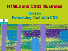 HTML5 and CSS3 Ill Unit D