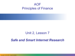 AOF Principles of Finance - Mr. O`Brien`s BWHS Web Site