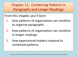 Chapter 10: Combining Patterns in Paragraphs and