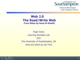 Web 2.0 The Read/Write Web From Slides by Hend Al