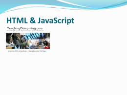 Intro to A452 HTML and JavaScript