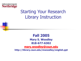 Starting Your Research - Oviatt Library