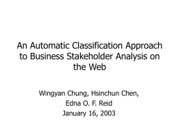 An Automatic Classification Approach to Business Stakeholder
