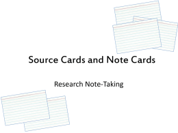 Source Cards and Note Cards - Latin American Network Information