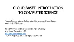 CLOUD BASED INTRODUCTION TO COMPUTER SCIENCE