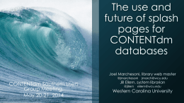 Use and Future of Splash Pages for CONTENTdm Databases