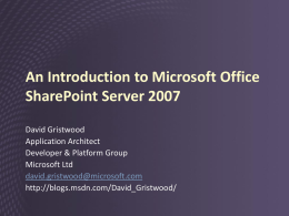 An Introduction to Microsoft Office SharePoint Server 2007