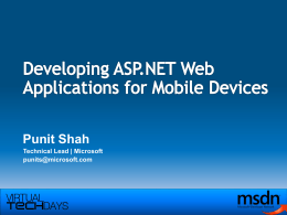 Developing ASP.NET Web Applications for Mobile Devices