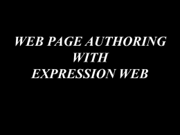 Web Page Authoring with Expression Web