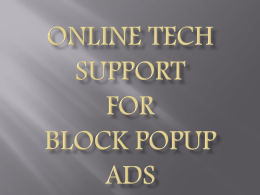 Online Tech Support For Block Popup Ads