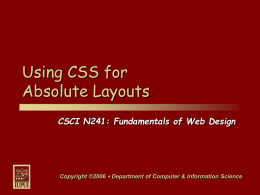 Using CSS for Absolute Layouts