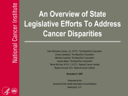 State Laws Addressing Primary Cancer Prevention in Disparities
