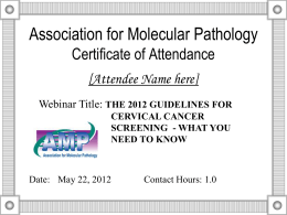 Association for Molecular Pathology Certificate of