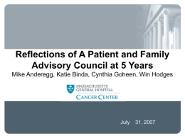 Reflections of A Patient and Family Advisory Council at 5