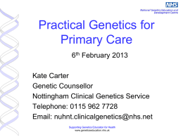 Genetics in Primary Care’