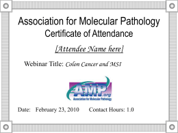 Association for Molecular Pathology Certificate of