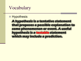 Writing A Proper Hypothesis