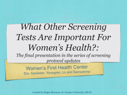 What Other Screening Tests Are Important For Women`s Health