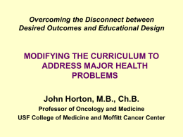 Modifying the Curriculum to Address Major Health Problems (focus