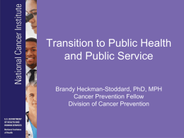 Transition to Public Health and Public Service