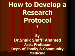 How to Develop a Research Protocol ?