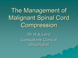 The Management of Spinal Cord Compression