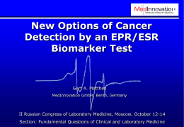 New Options of Cancer Detection by an EPR/ESR Biomarker Test