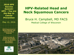 Wisconsin HPV Vaccine Summit HPV-Related Head and