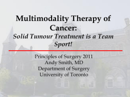 Multidisciplinary care - Department of Surgery University of Toronto