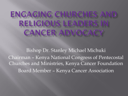 Engaging Churches and Religious Leaders in Cancer Advocacy